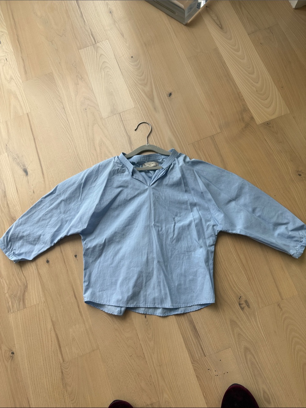 Zara Light Blue Cotton Popover Blouse for Kids